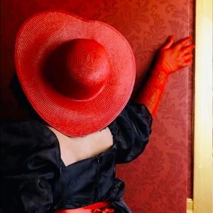 Valentine’s Day Heart Straw Hat in Red by The Beheaded